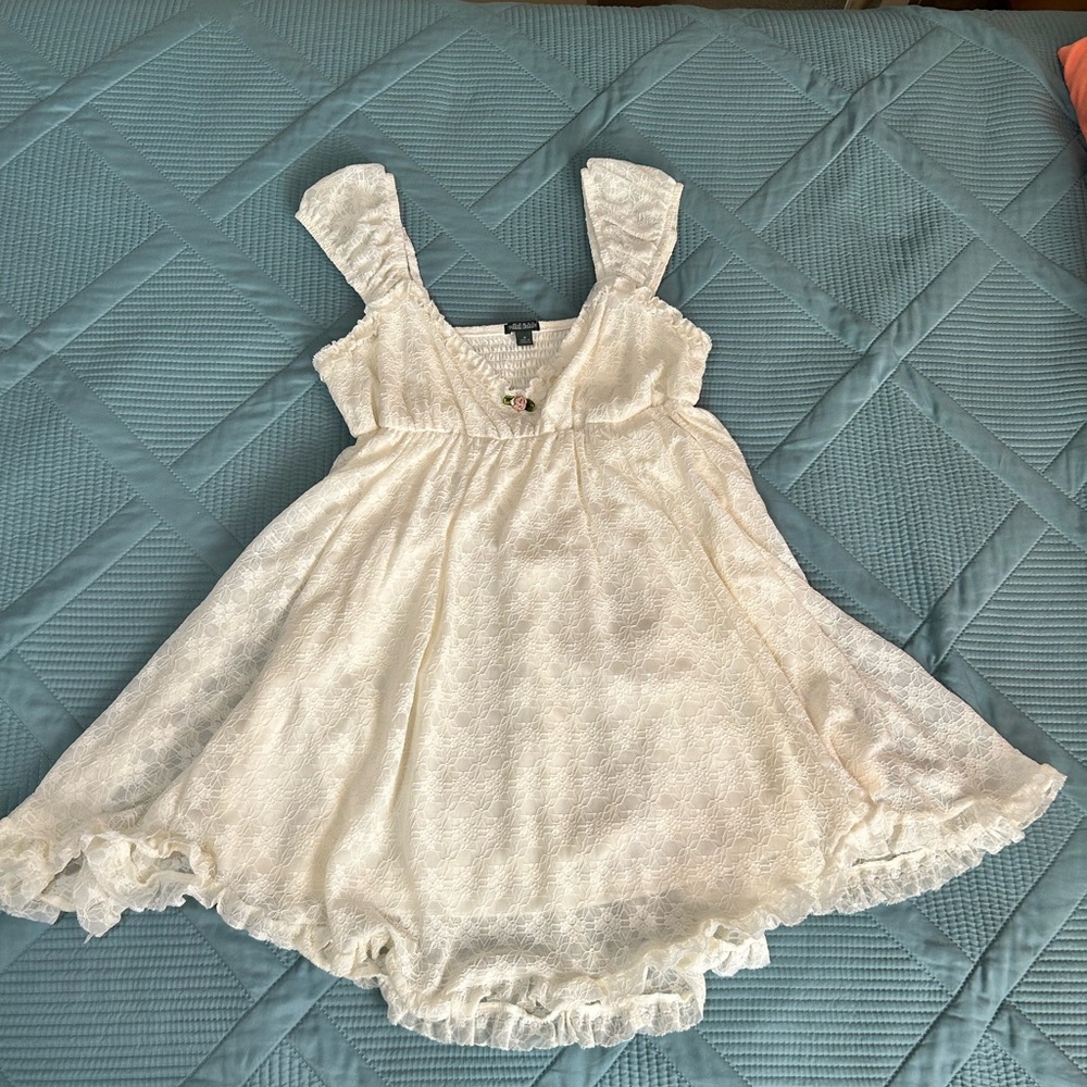 Wild Fable White Floral Lace Babydoll Mini Dress - Size Medium - Picture 2 of 5
